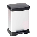 Poubelle à pédale Deco Bin 30L argent noir : cliquez sur l’image pour voir les détails du produit