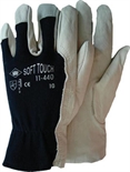 Gants de travail en cuir d'agneau dos jersey bleu  : cliquez sur l’image pour voir les détails du produit